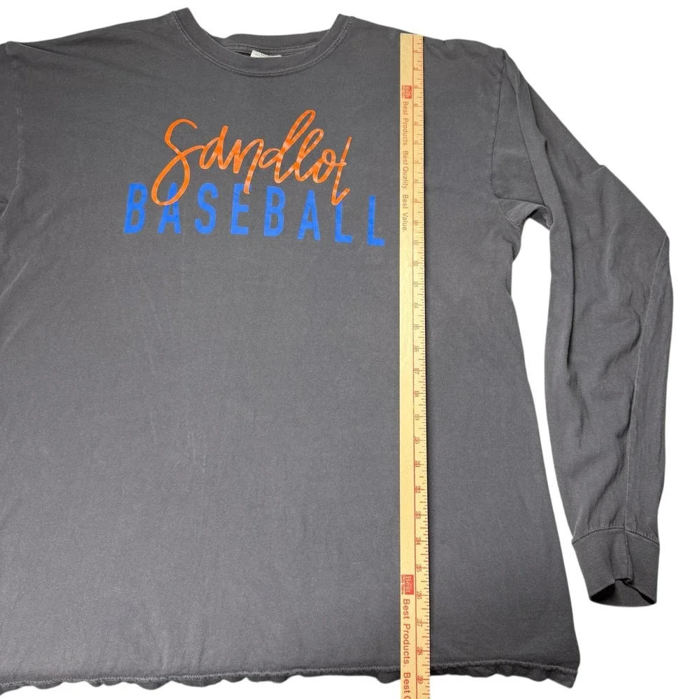 Sandlot Baseball Long Sleeve T-Shirt Mens XL Gray Comfort Colors Movie Fans - Picture 9 of 10